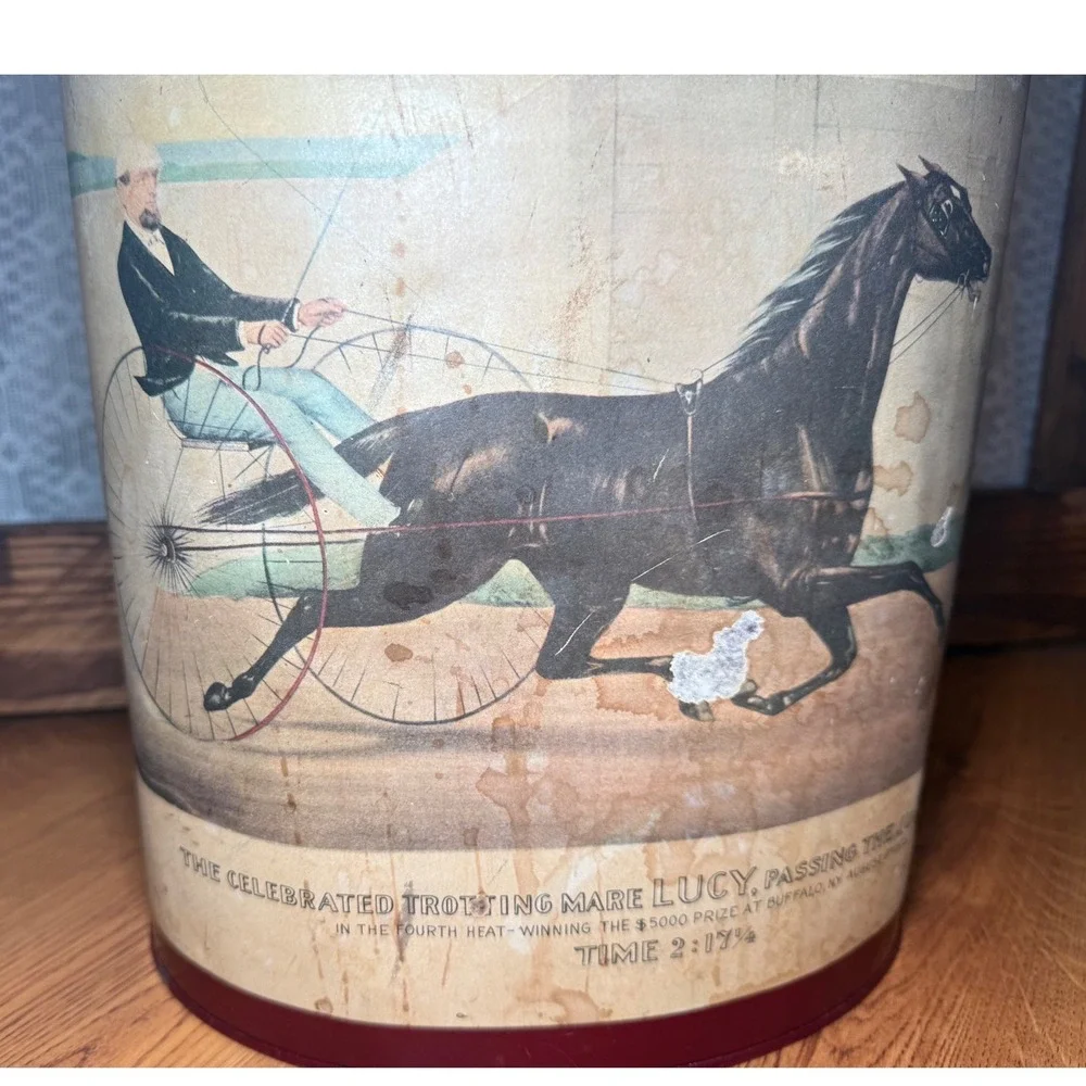 Vintage Keller-Charles Philadelphia Trotting Mare Lucy Metal‎ Wastebasket 1872